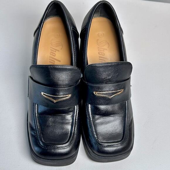 NWOT Black Chunky Square Toe Horsebit Platform Witchy Loafer Sz 7.5 - Picture 3 of 9
